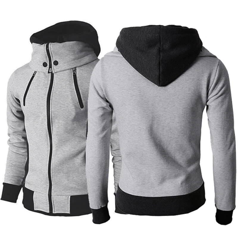 Men's Zip UP Hooded Jacket Fake Two Piece Sports Cardigan Casual Slim Sweatshirt Jacket view 7