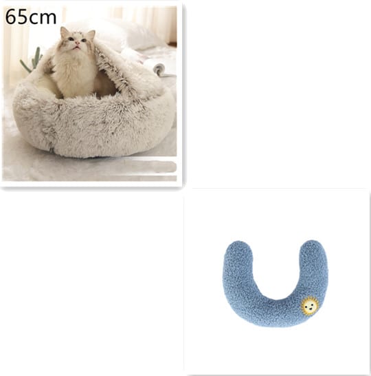 2 In 1 Dog And Cat Bed Pet Winter Bed Round Plush Warm Bed House Soft Long Plush Pets Bed Pet Products view 35