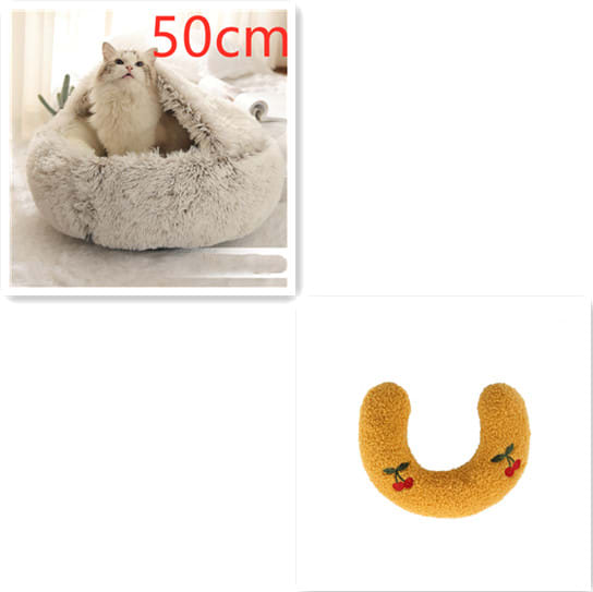 2 In 1 Dog And Cat Bed Pet Winter Bed Round Plush Warm Bed House Soft Long Plush Pets Bed Pet Products view 5