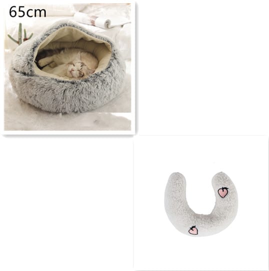 2 In 1 Dog And Cat Bed Pet Winter Bed Round Plush Warm Bed House Soft Long Plush Pets Bed Pet Products view 8
