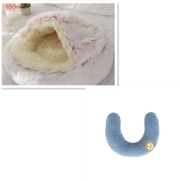 2 In 1 Dog And Cat Bed Pet Winter Bed Round Plush Warm Bed House Soft Long Plush Pets Bed Pet Products view 3