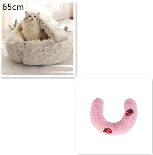 2 In 1 Dog And Cat Bed Pet Winter Bed Round Plush Warm Bed House Soft Long Plush Pets Bed Pet Products view 70