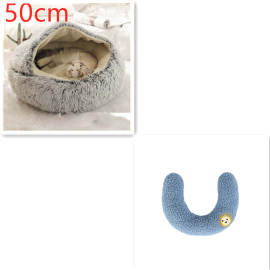 2 In 1 Dog And Cat Bed Pet Winter Bed Round Plush Warm Bed House Soft Long Plush Pets Bed Pet Products view 27