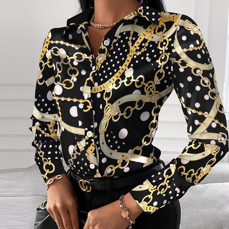 Autumn Shirt Long-sleeved Printed Lapel Shirt view 3