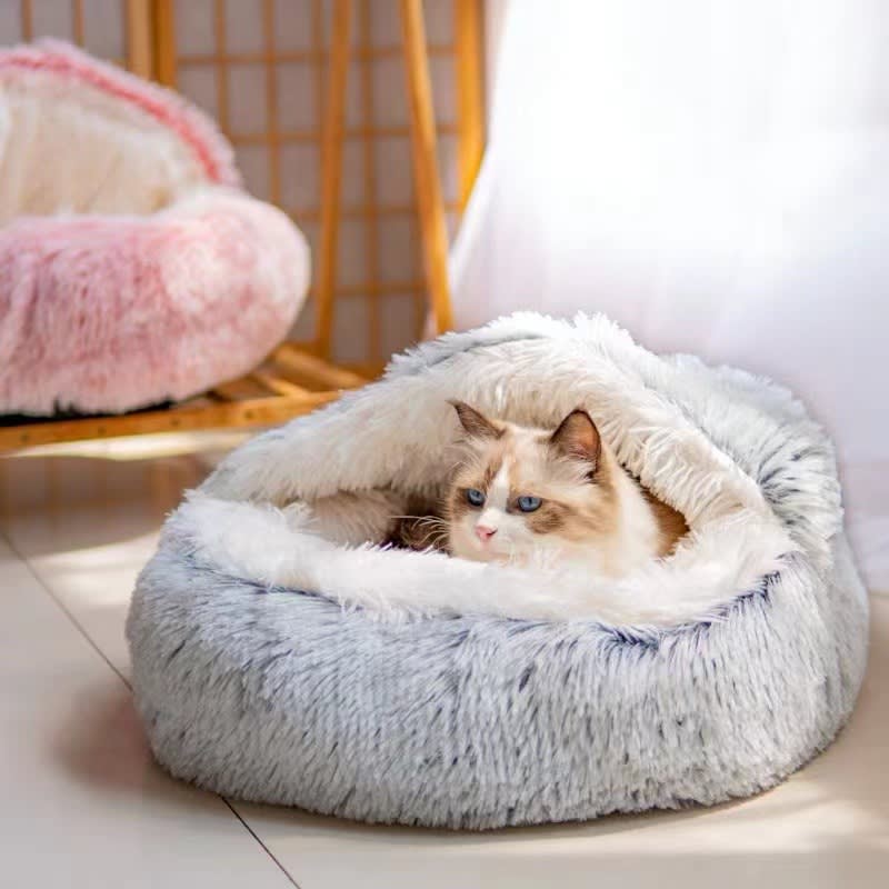 Semi-closed Cat Bed Four Seasons Universal Cover Shell Nest Small Dog Winter Pet Supplies view 9