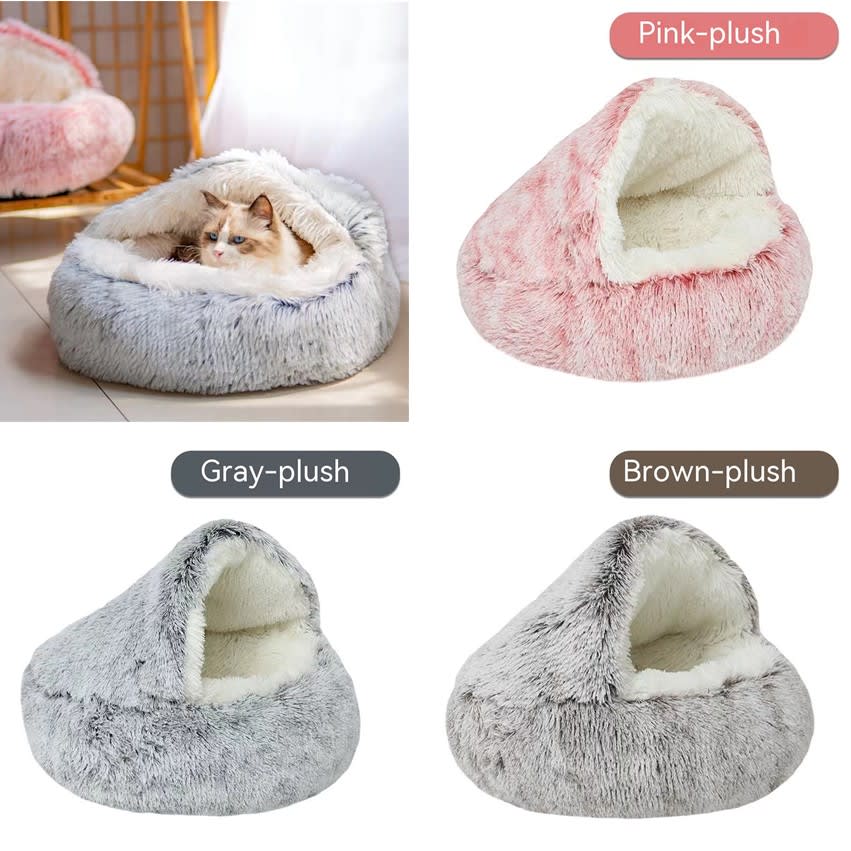 Semi-closed Cat Bed Four Seasons Universal Cover Shell Nest Small Dog Winter Pet Supplies view 7
