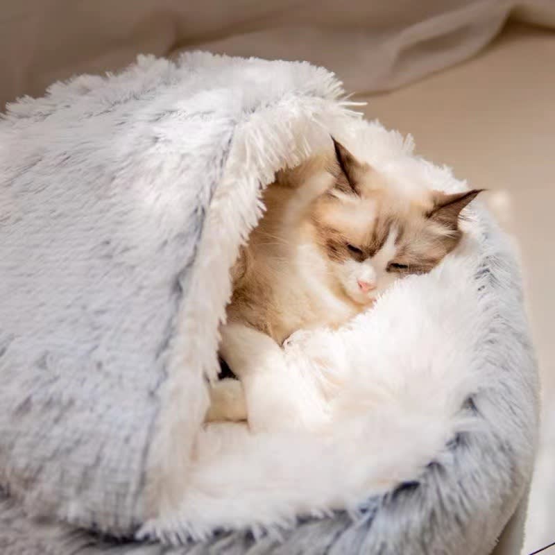Semi-closed Cat Bed Four Seasons Universal Cover Shell Nest Small Dog Winter Pet Supplies view 14
