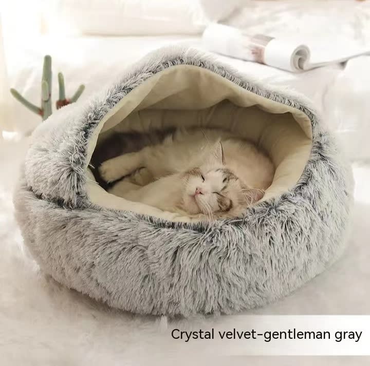 2 In 1 Dog And Cat Bed Pet Winter Bed Round Plush Warm Bed House Soft Long Plush Pets Bed Pet Products view 42