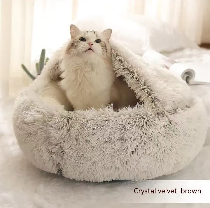 2 In 1 Dog And Cat Bed Pet Winter Bed Round Plush Warm Bed House Soft Long Plush Pets Bed Pet Products view 63
