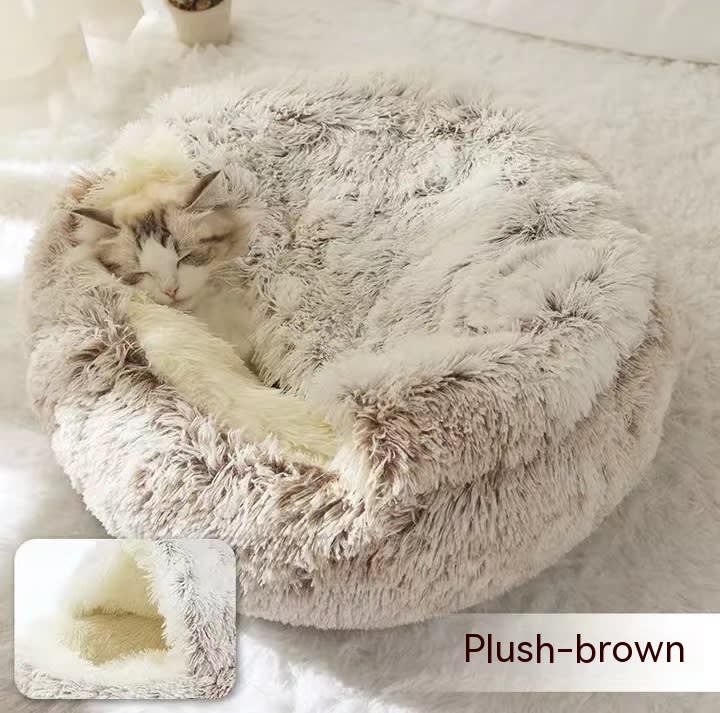 2 In 1 Dog And Cat Bed Pet Winter Bed Round Plush Warm Bed House Soft Long Plush Pets Bed Pet Products view 30
