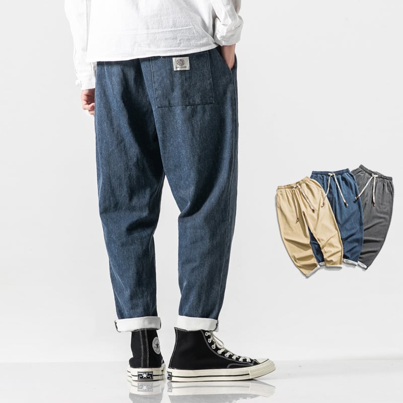 Japanese-style Retro Fleece Padded Jeans Male Plus Size view 3