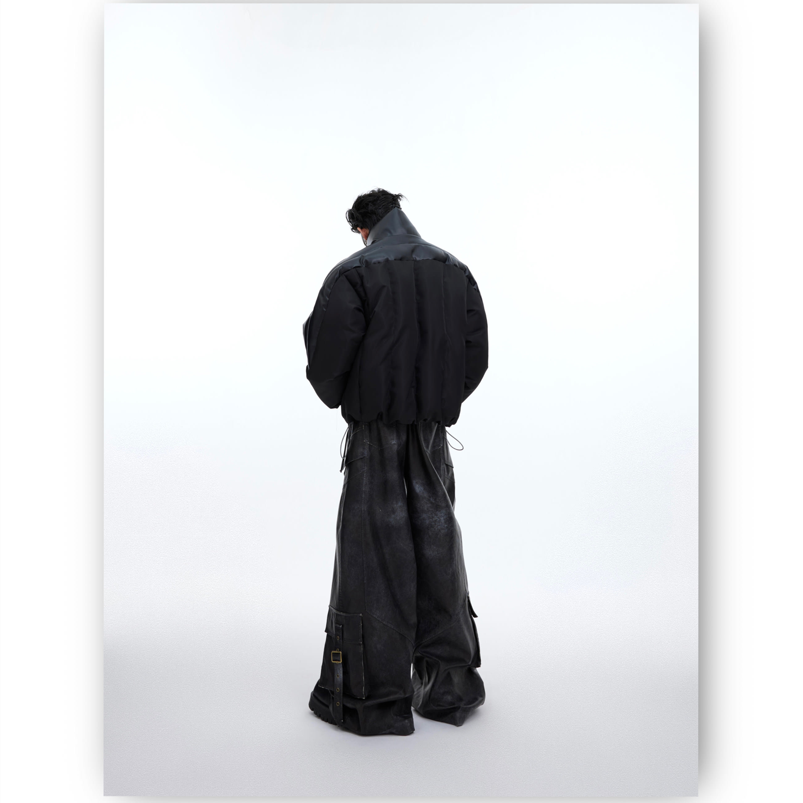 Flowing Light Thickened Three-dimensional Splicing Design Cotton Jacket view 8