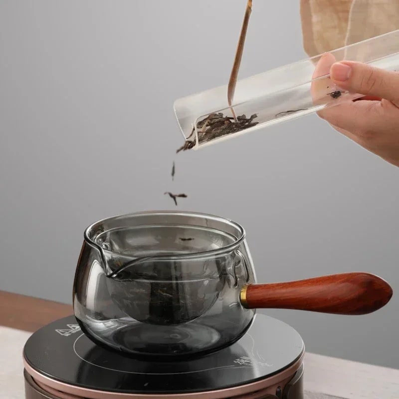 Semi-automatic Rotary Heat-resistant Glass Teapot Lazy Tea Making With Infuser And Wooden Handle Office Home Accessories Kitchen Gadgets view 13