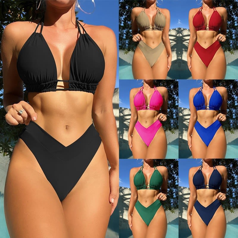 Women's Fission High Elastic Pure Color Bikini Swimsuit view 8