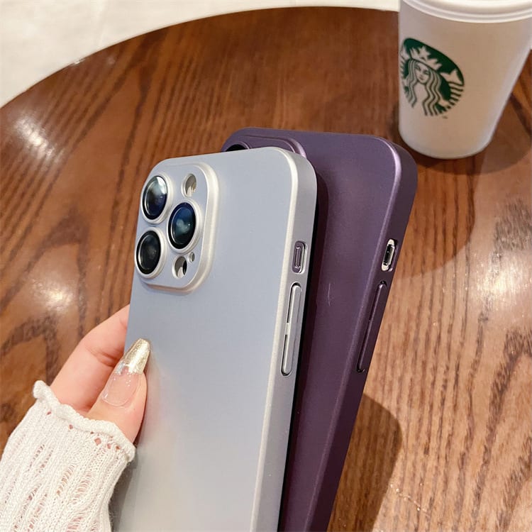 Metallic Paint PC With Lens Protector Solid Color Phone Case view 2