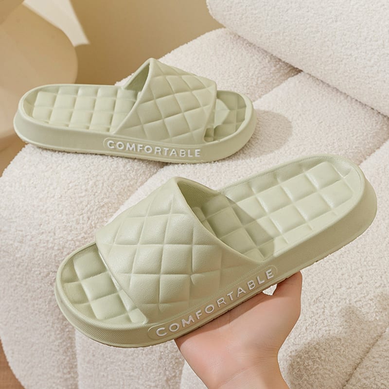 Men's Home Slippers With Plaid Design Soft-soled Silent Indoor Floor Bathing Slippers Women House Shoes Summer view 7