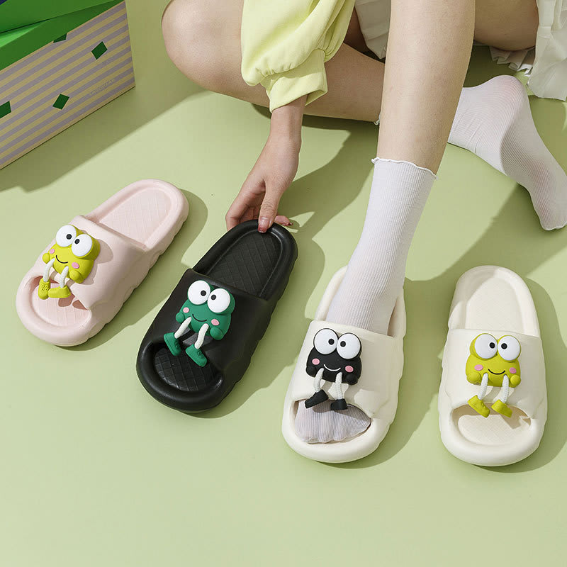 New Cartoon Frog Slippers Indoor Soft Soled Non-slip Floor Bathing Slipper For Women House Shoes Summer Couple Slippers view 7