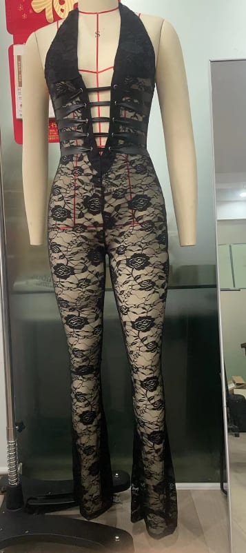 Lash Rope Lace Up Slim Fit Jumpsuit See-through view 5