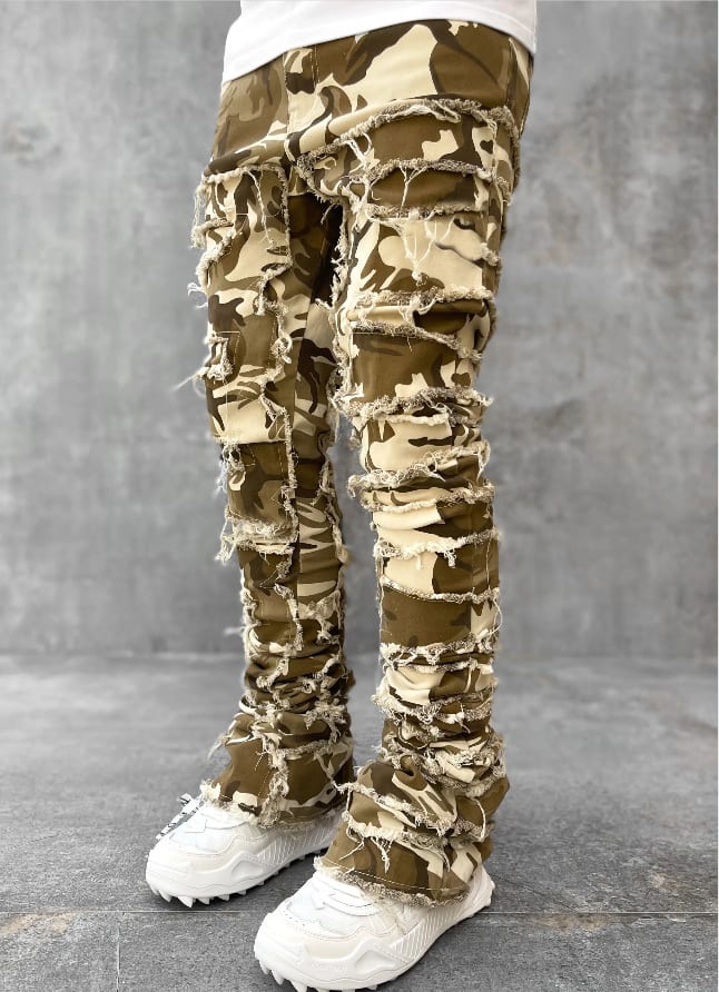 Ins Fringes Ripped Trousers Individual Patched Pants Long Tight Fit Stacked Jeans For Mens Clothing view 15