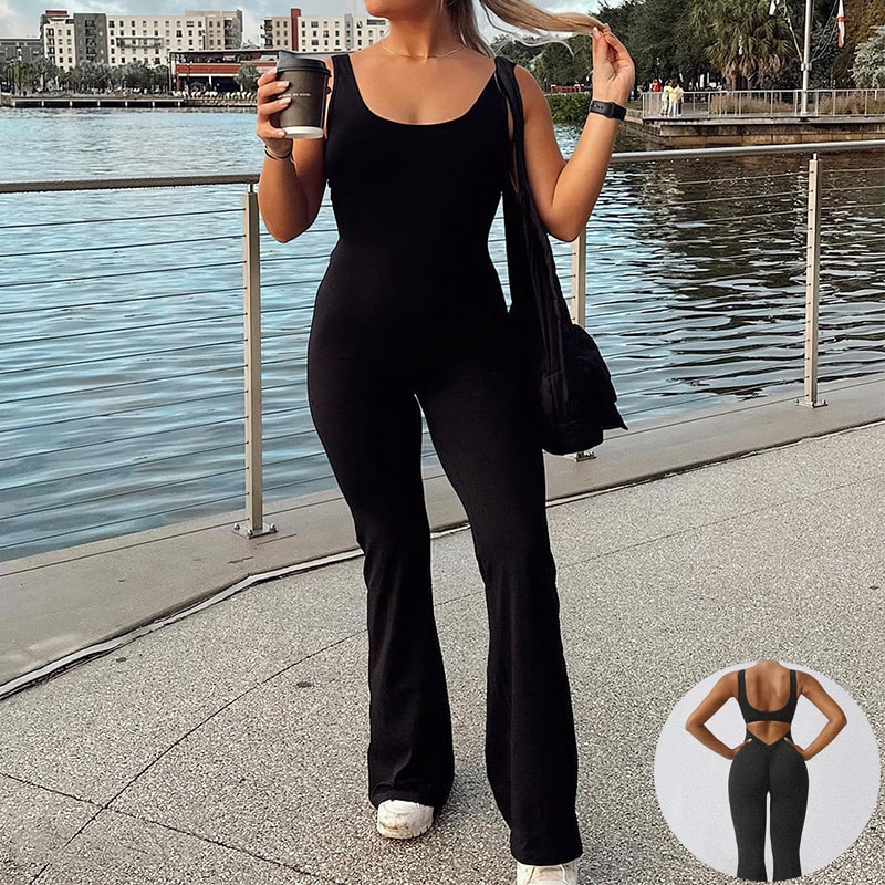 Slim Fit Hip Raise Jumpsuit Sexy Backless Exercise Yoga Clothes view 18