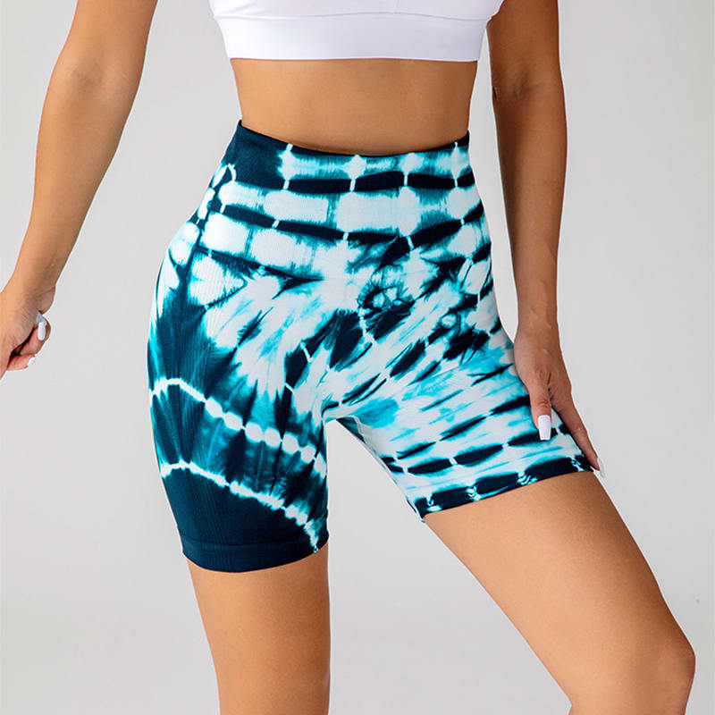 Tie-dye Printed Yoga Shorts Fashion Seamless High-waisted Hip-lifting Pant Sports Running Fitness Pants For Womens Clothing view 6