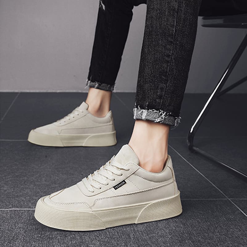Casual Board Flat Shoes Men Breathable Thick-soled Lace-up Sneakers For Walking Running view 9