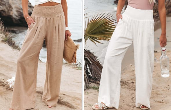 Women's Pants Casual Wide Leg Cotton Linen Loose Trousers