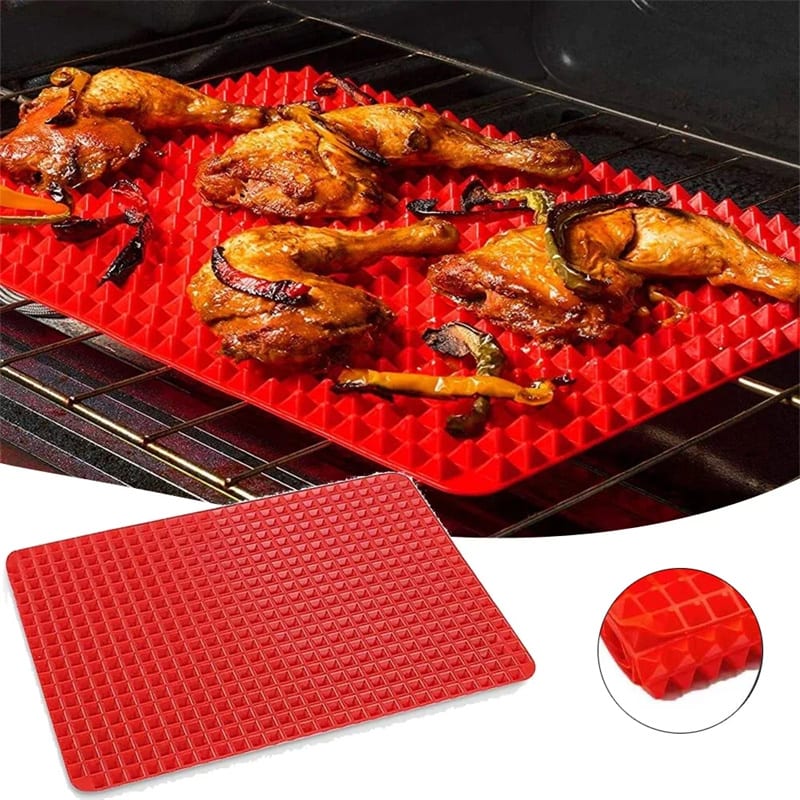Non-Stick Silicone Pyramid Cooking Mat Baking Mat With Grid Versatile Oven BBQ Cooking Mat Heat-Resistant Mat Kitchen Tools Kitchen Gadgets view 4