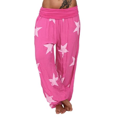 Women's Star Print Solid Color Harem Pants view 9