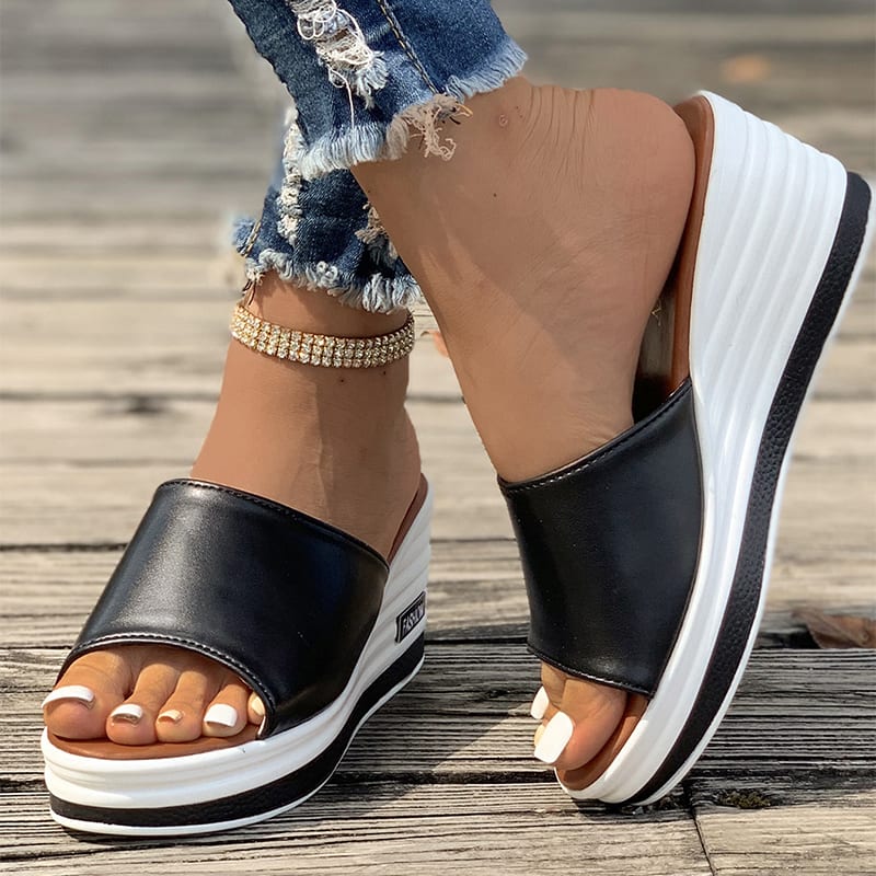 Fish Mouth Wedges Sandals Summer Fashion Hollow Design High Heels Slides Slippers Casual Beach Shoes For Women view 8