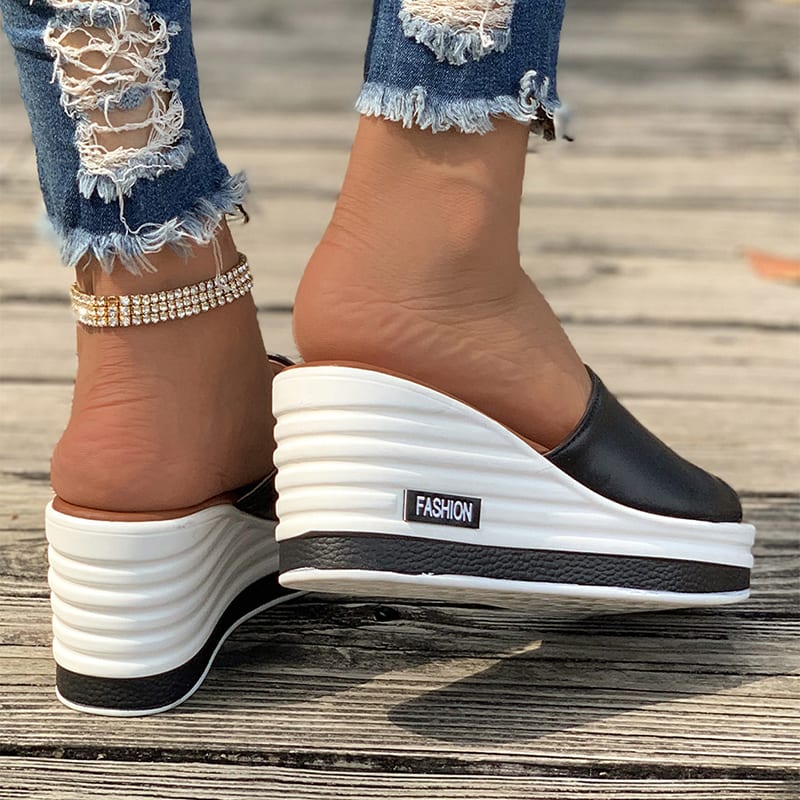 Fish Mouth Wedges Sandals Summer Fashion Hollow Design High Heels Slides Slippers Casual Beach Shoes For Women view 7