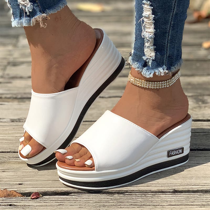 Fish Mouth Wedges Sandals Summer Fashion Hollow Design High Heels Slides Slippers Casual Beach Shoes For Women view 6