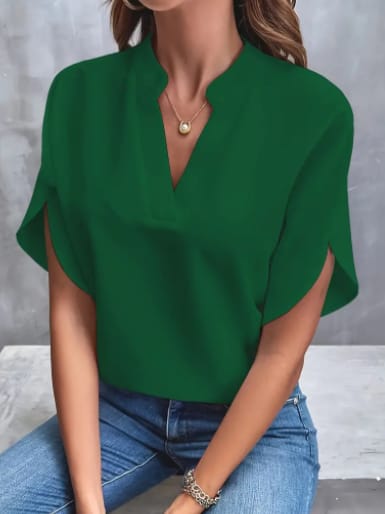 Summer Short-sleeved Chiffon Shirt New V-neck Shirt Women's Casual Versatile Clothing view 16