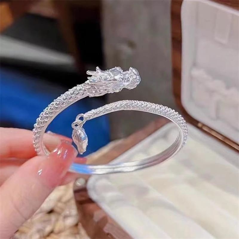 Trendy Magical Dragon Waving Its Tail Chinese Style Men And Women Couple Adjustable Bracelet New Popular Relief Dragon Tail Bangle Punk Jewelry view 5