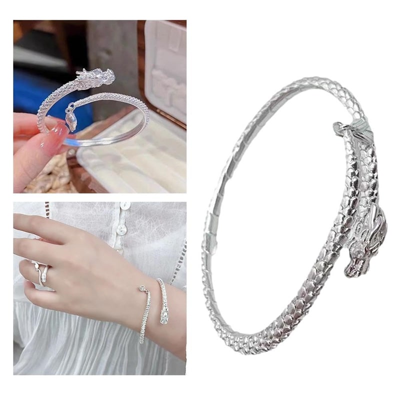 Trendy Magical Dragon Waving Its Tail Chinese Style Men And Women Couple Adjustable Bracelet New Popular Relief Dragon Tail Bangle Punk Jewelry view 2