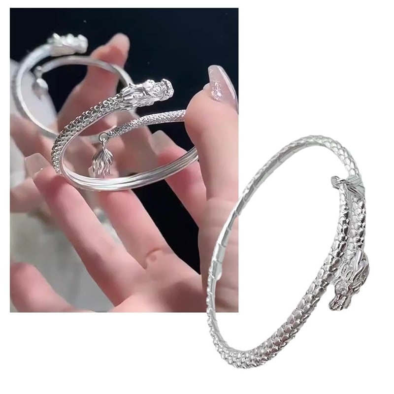 Trendy Magical Dragon Waving Its Tail Chinese Style Men And Women Couple Adjustable Bracelet New Popular Relief Dragon Tail Bangle Punk Jewelry view 8
