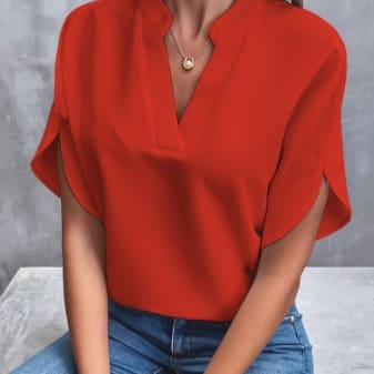 Summer Short-sleeved Chiffon Shirt New V-neck Shirt Women's Casual Versatile Clothing view 8