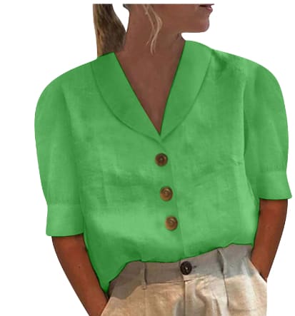 European And American Ladies Fashion Cotton And Linen Top view 5
