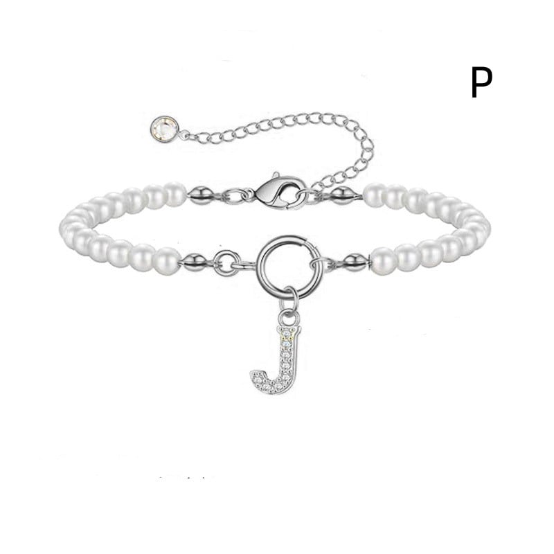 New Fashion Toggle Clasp Initial Bracelet Women A-Z Letter Pendant 6mm Pearl Bracelet For Women Jewelry Gift view 18