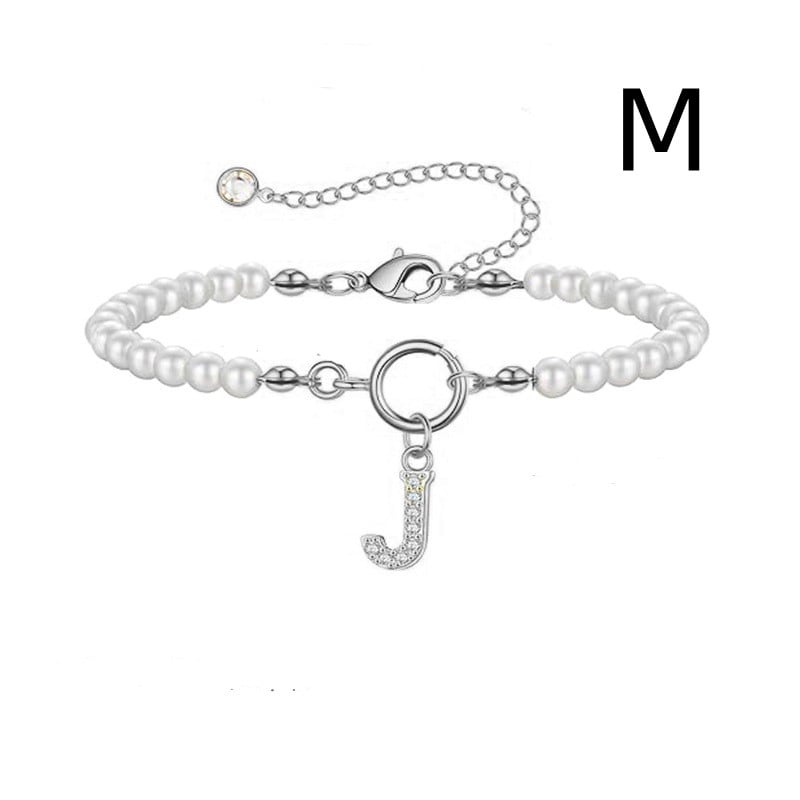New Fashion Toggle Clasp Initial Bracelet Women A-Z Letter Pendant 6mm Pearl Bracelet For Women Jewelry Gift view 20