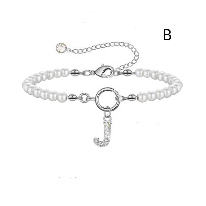 New Fashion Toggle Clasp Initial Bracelet Women A-Z Letter Pendant 6mm Pearl Bracelet For Women Jewelry Gift view 7