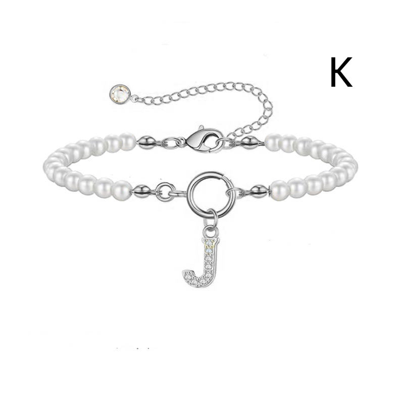 New Fashion Toggle Clasp Initial Bracelet Women A-Z Letter Pendant 6mm Pearl Bracelet For Women Jewelry Gift view 31