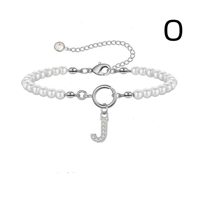 New Fashion Toggle Clasp Initial Bracelet Women A-Z Letter Pendant 6mm Pearl Bracelet For Women Jewelry Gift view 39