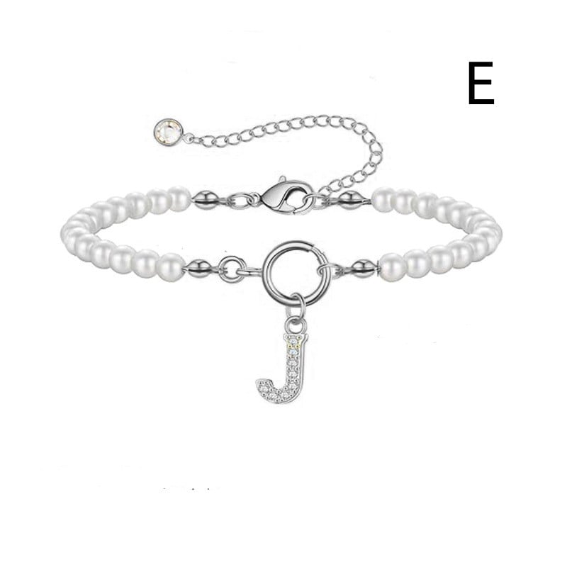 New Fashion Toggle Clasp Initial Bracelet Women A-Z Letter Pendant 6mm Pearl Bracelet For Women Jewelry Gift view 34