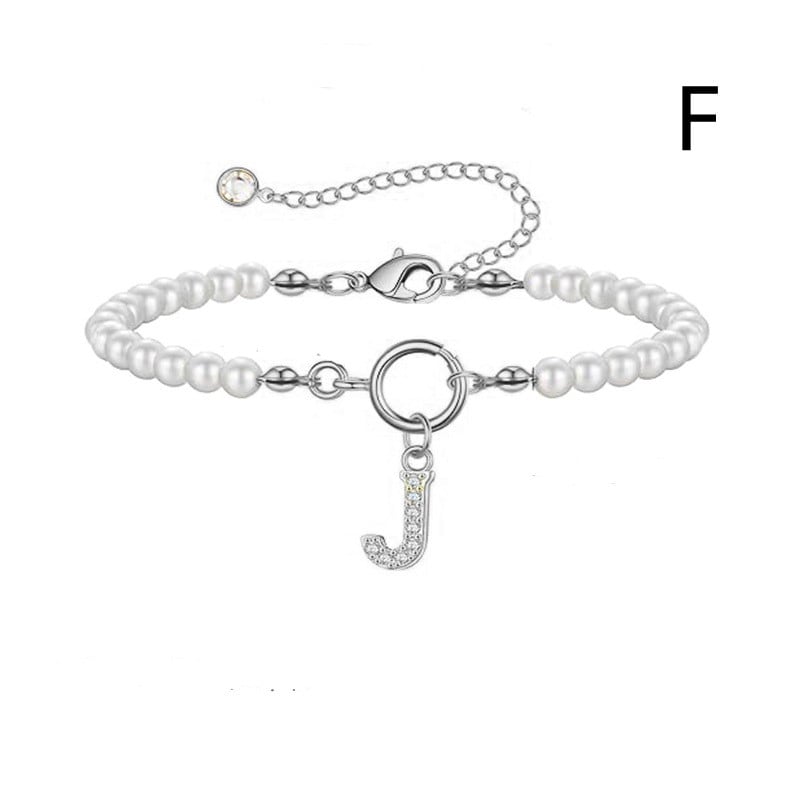 New Fashion Toggle Clasp Initial Bracelet Women A-Z Letter Pendant 6mm Pearl Bracelet For Women Jewelry Gift view 35