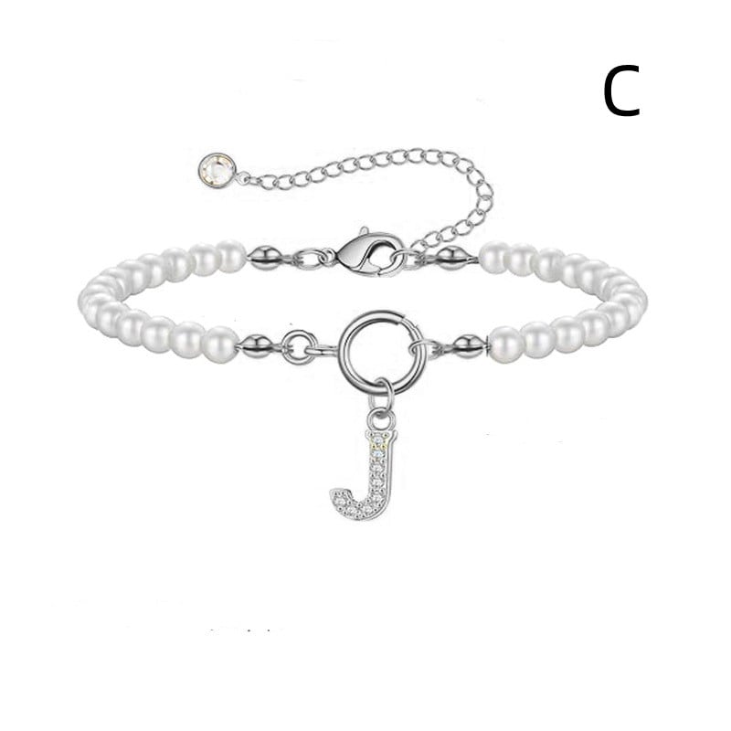 New Fashion Toggle Clasp Initial Bracelet Women A-Z Letter Pendant 6mm Pearl Bracelet For Women Jewelry Gift view 17