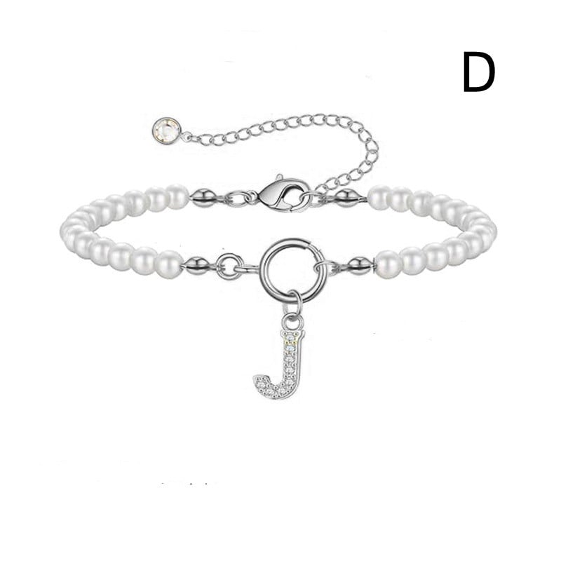 New Fashion Toggle Clasp Initial Bracelet Women A-Z Letter Pendant 6mm Pearl Bracelet For Women Jewelry Gift view 10