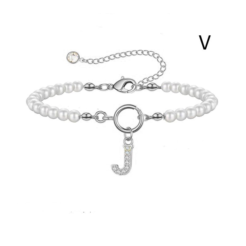 New Fashion Toggle Clasp Initial Bracelet Women A-Z Letter Pendant 6mm Pearl Bracelet For Women Jewelry Gift view 50