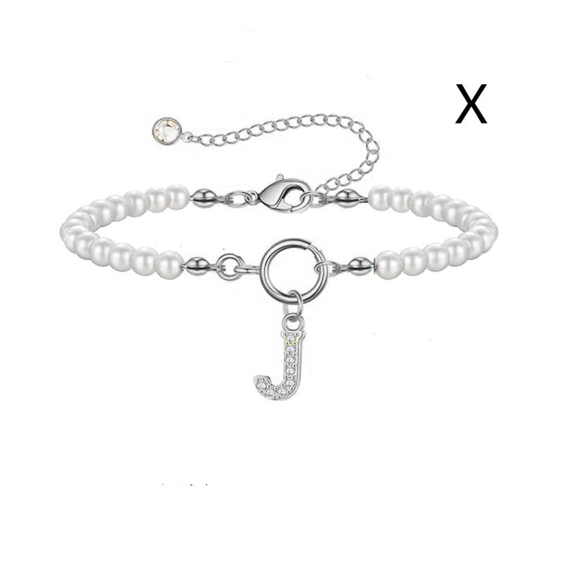 New Fashion Toggle Clasp Initial Bracelet Women A-Z Letter Pendant 6mm Pearl Bracelet For Women Jewelry Gift view 8