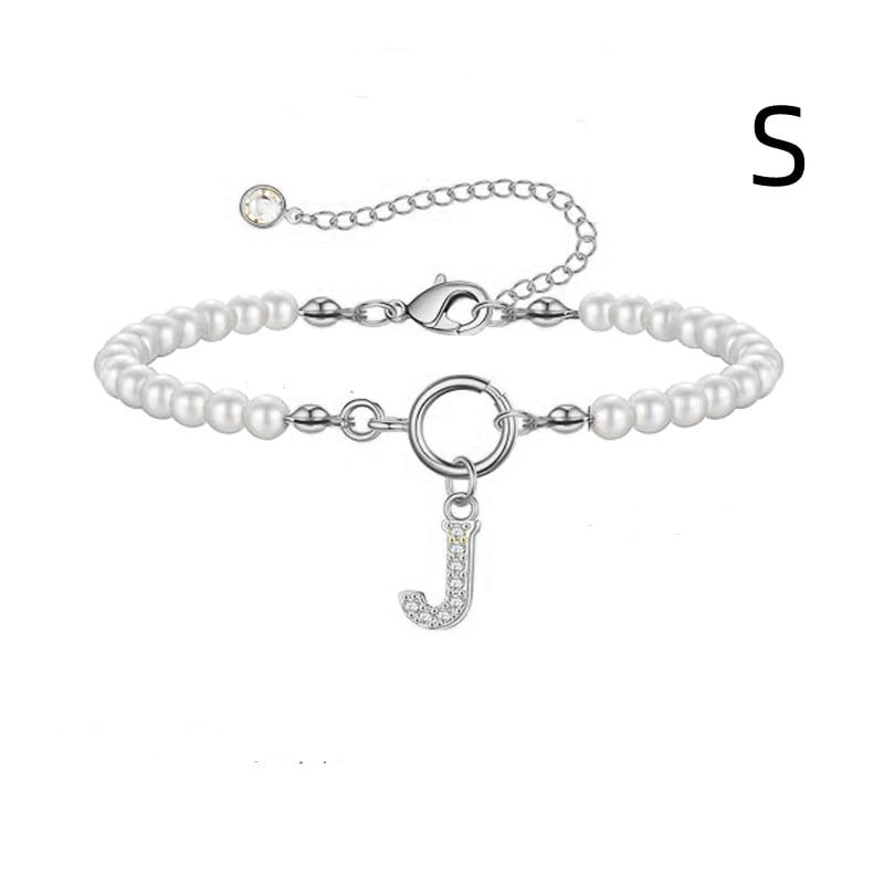 New Fashion Toggle Clasp Initial Bracelet Women A-Z Letter Pendant 6mm Pearl Bracelet For Women Jewelry Gift view 5